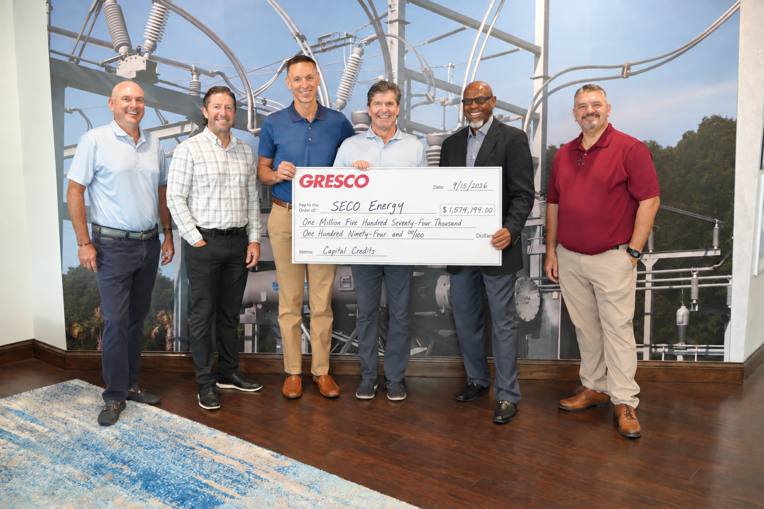 SECO Energy receives a capital credits reimbursement from Gresco Utility Supply, Inc.