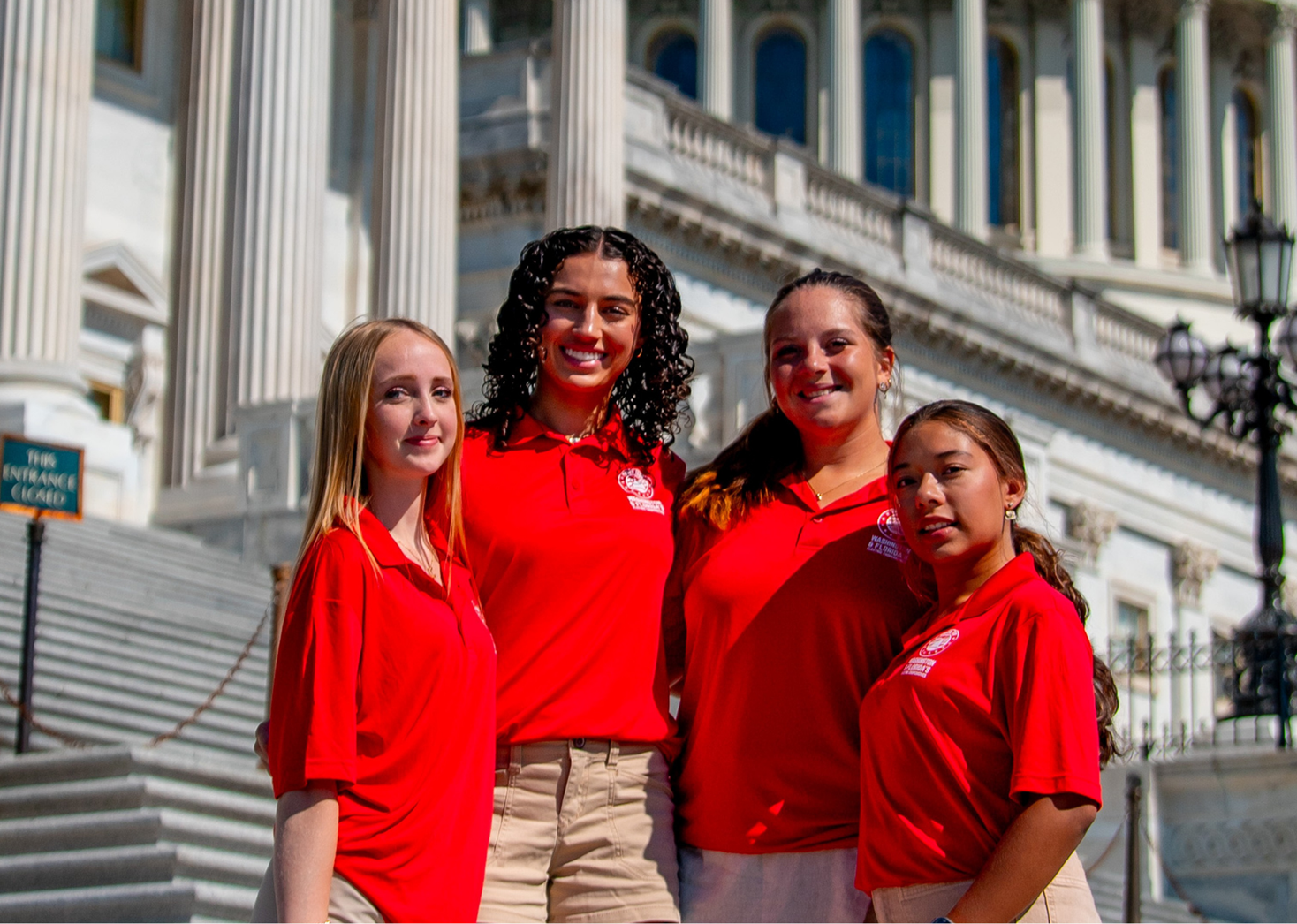 Hayleigh Turo, Makenzie Rees, Simmone Hymiller, and Valentina Escobar representing SECO Energy on the 2026 National Youth Tour in Washington, D.C. 
