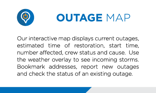 Outage Map tile with text back