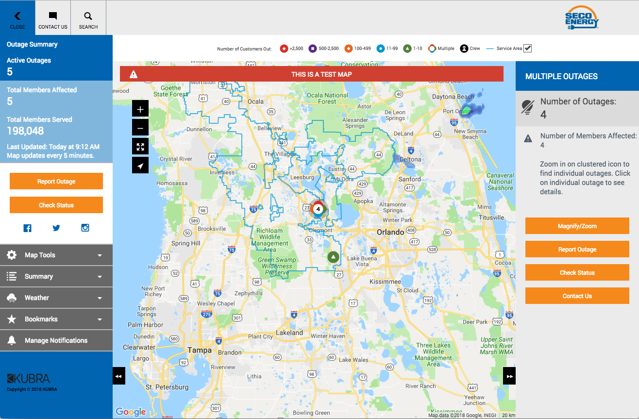 June 2018 SECO News Outage Map