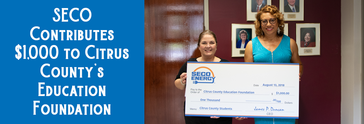 SECO Contributes $1,000 to Citrus County’s Education Foundation