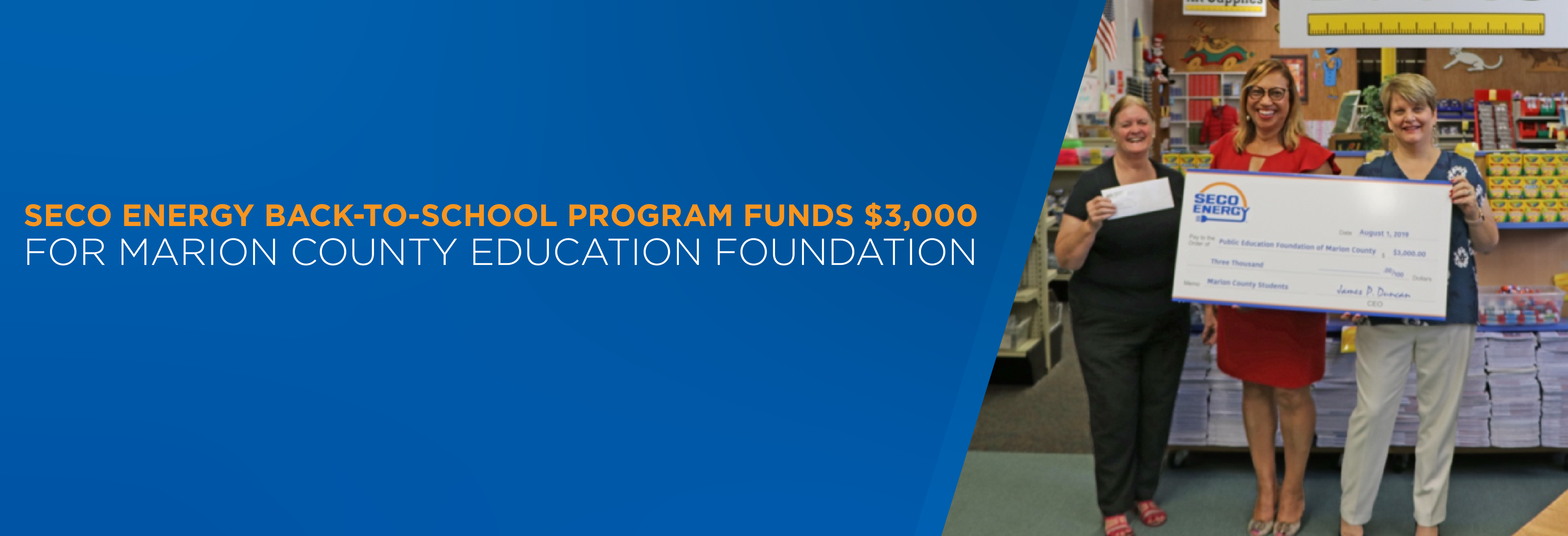 SECO Energy Back-to-School Program Funds $3,000 for Marion County Education Foundation