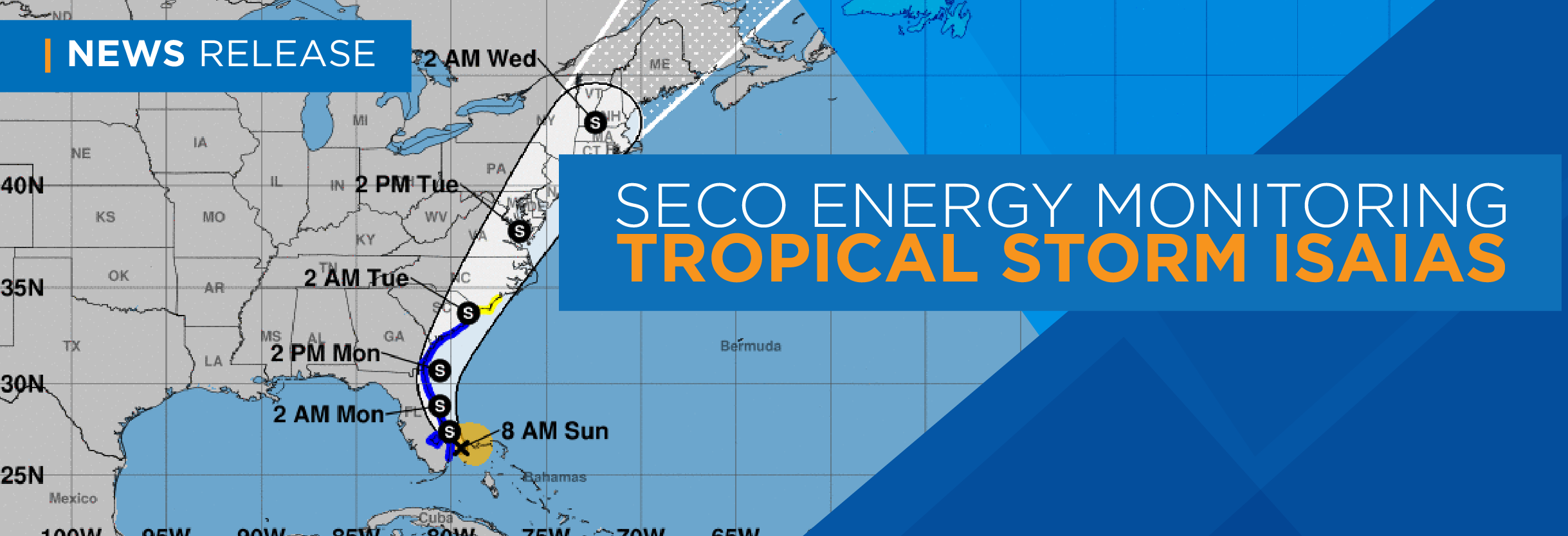 SECO Energy Monitoring Tropical Storm Isaias