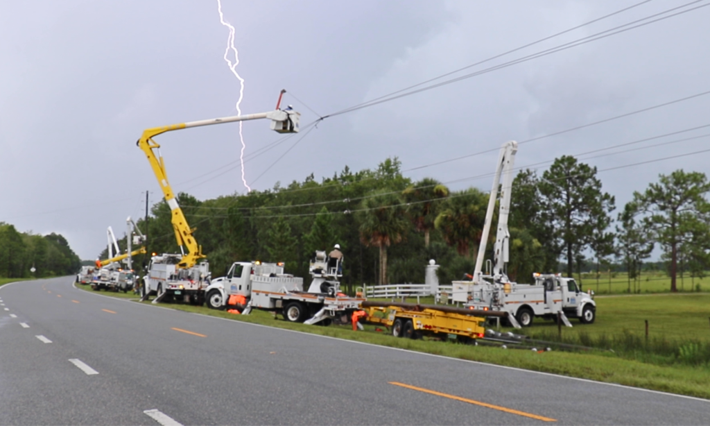 Lightning strike during line repair