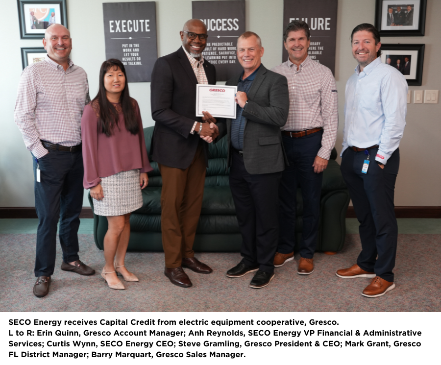 GRESCO delivers Capital Credit check to SECO Energy